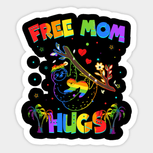 Free Mom Hugs Sloth LGBT Pride Sticker